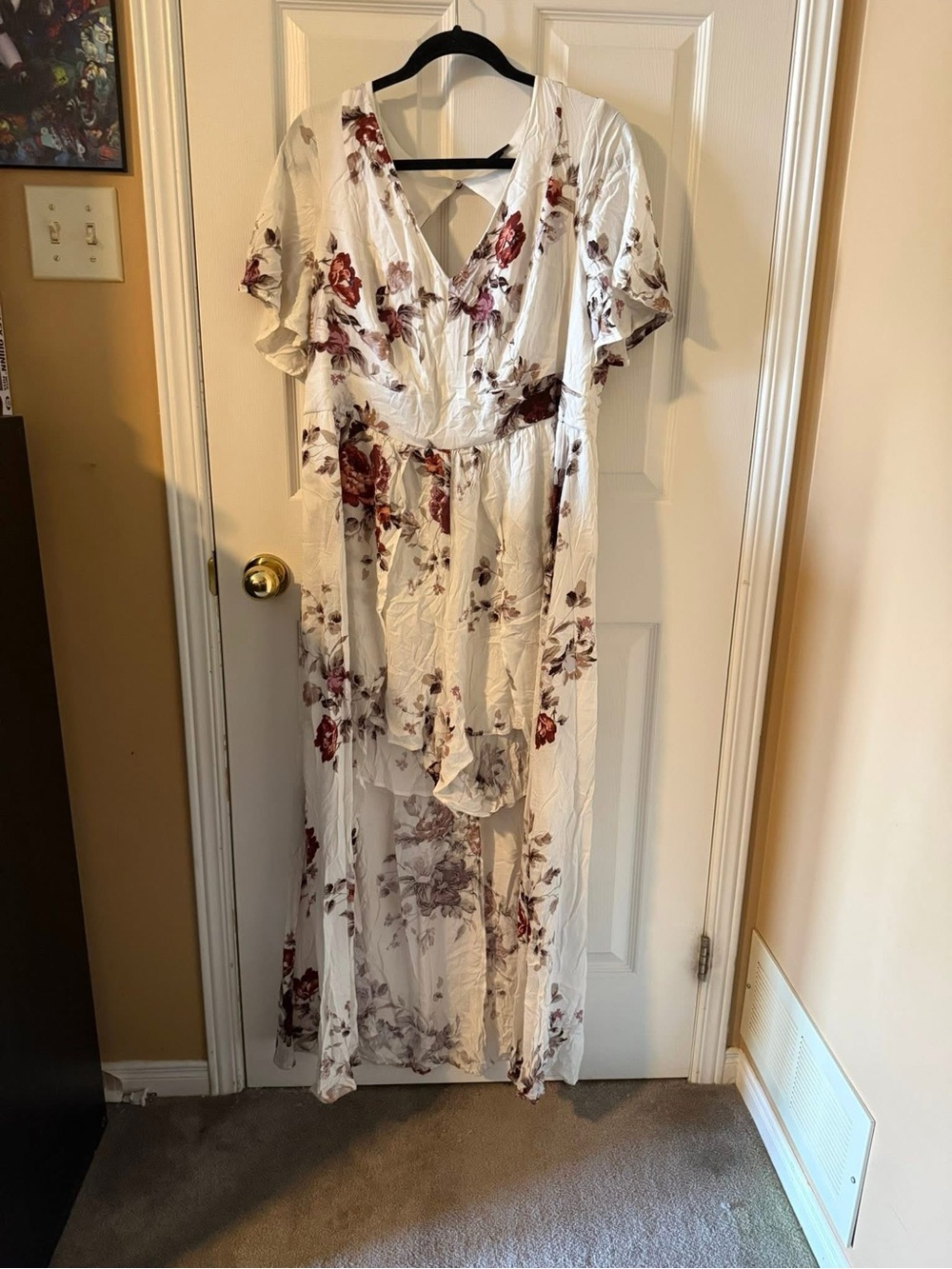 Torrid Ivory Floral Challis Overskirt Romper - Size 16